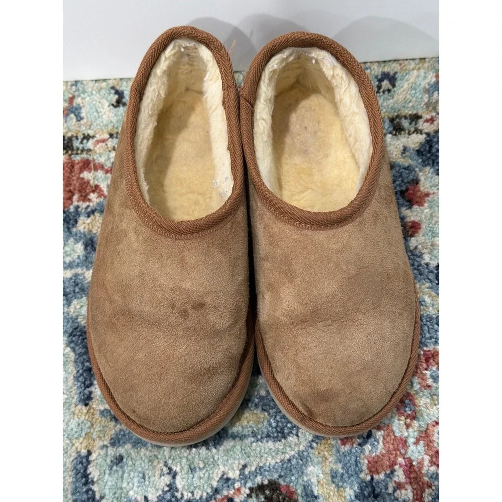 Australian Made Slippers Kids Size 4 Youth Brown Shearling Suede Cozy